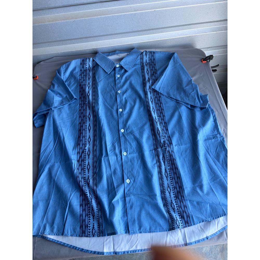 Unbranded Button Down Shirt Mens 4XL Blue Excellent Tribal Geometric Print